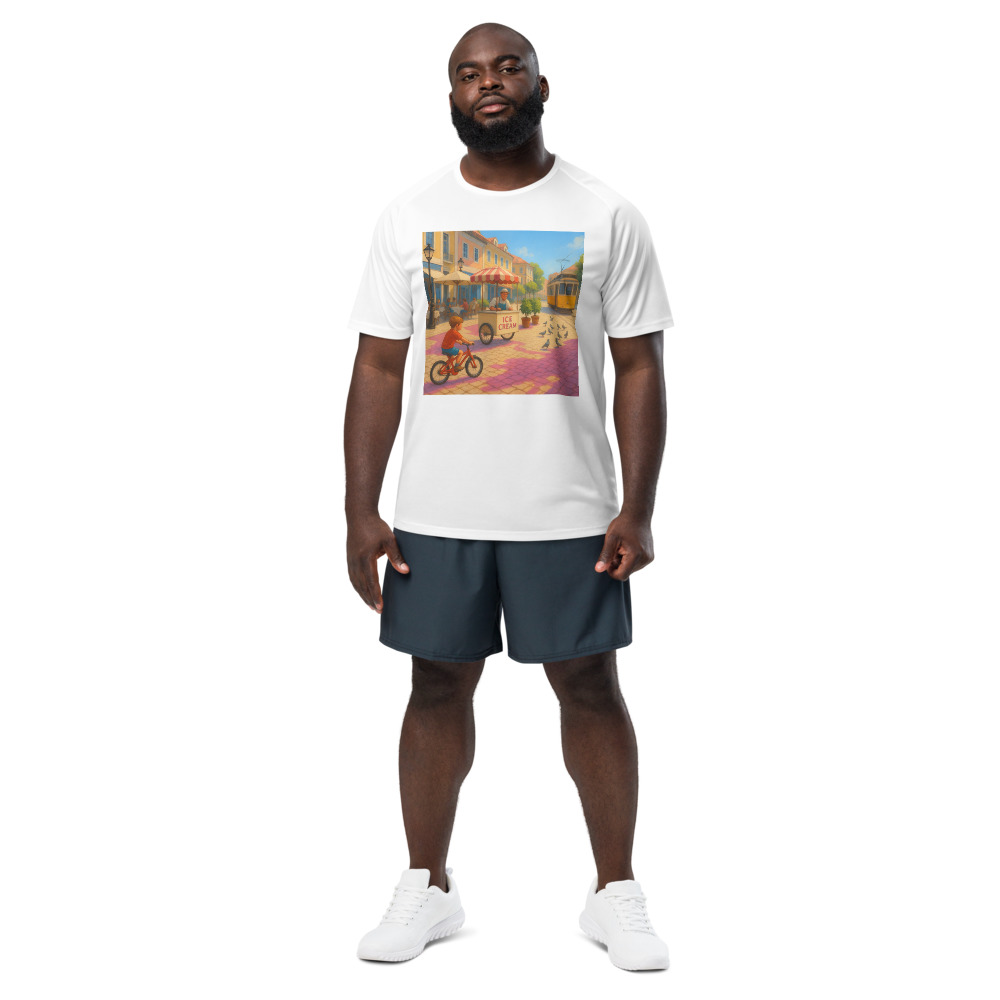 Magenta Shadows on Cobblestone Plaza view 2