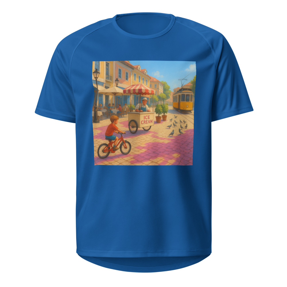 Magenta Shadows on Cobblestone Plaza view 6