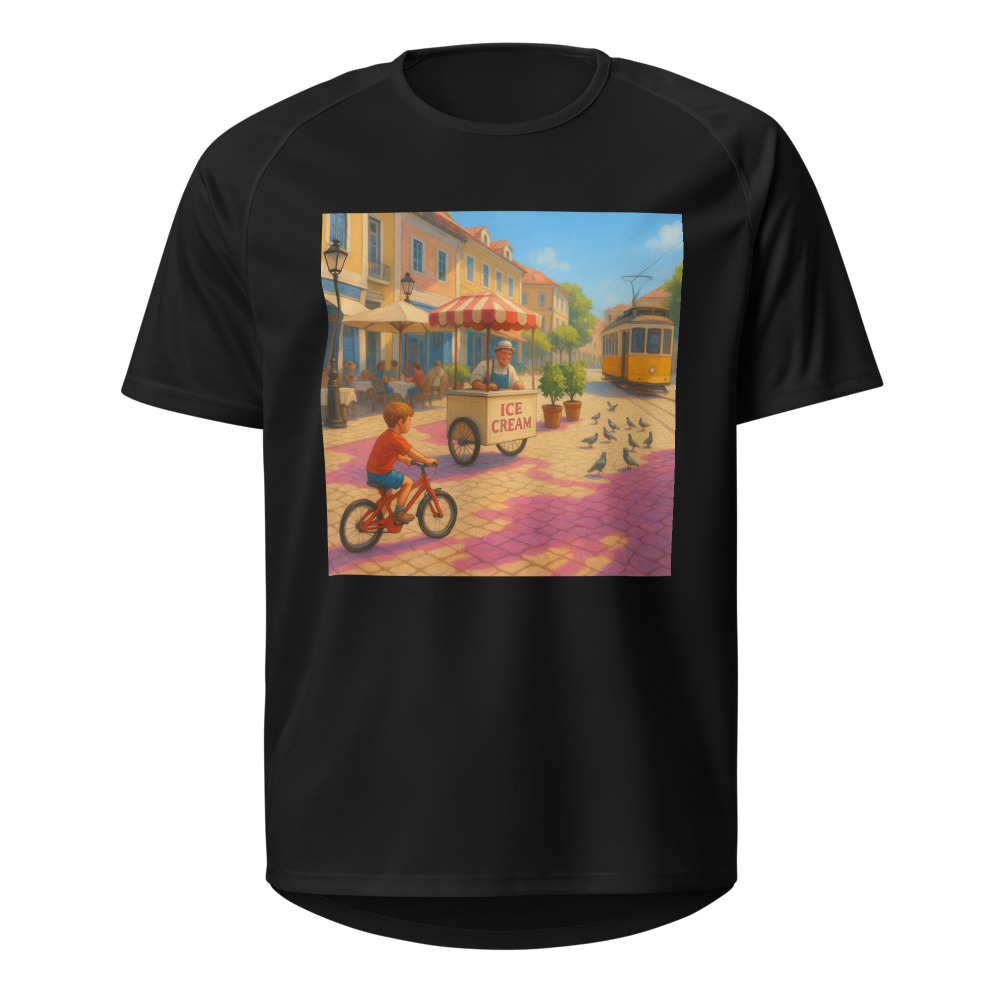 Magenta Shadows on Cobblestone Plaza view 3