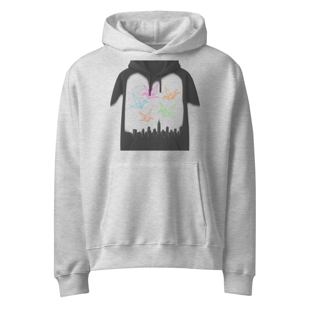 Neon Origami Crane Skyline view 3