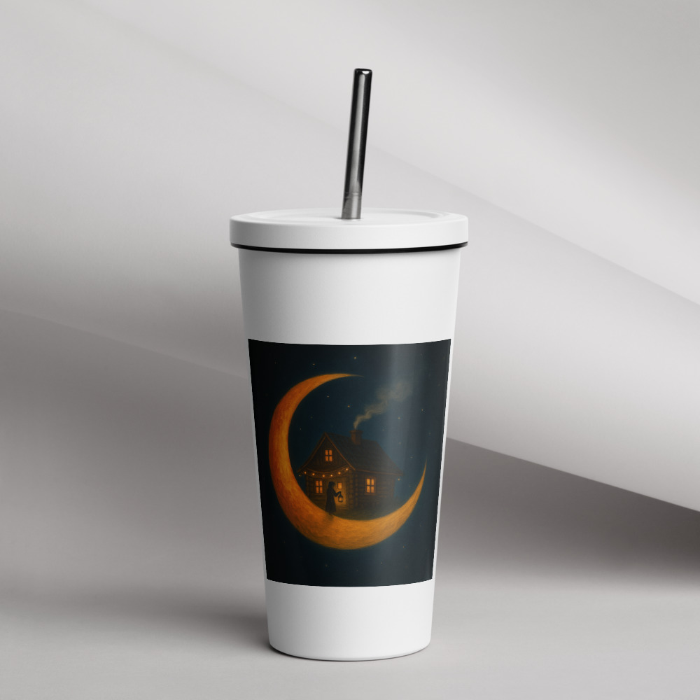 Moonlit Cabin with Lantern view 2