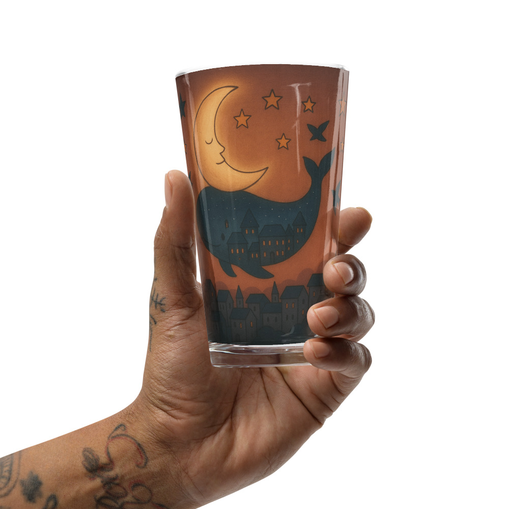 Moonlit Whale Over Sleepy Village view 2