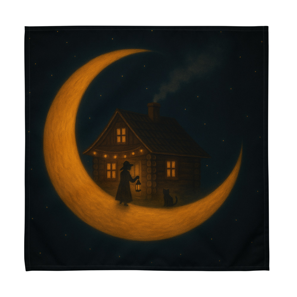 Moonlit Cottage and Porch Cat