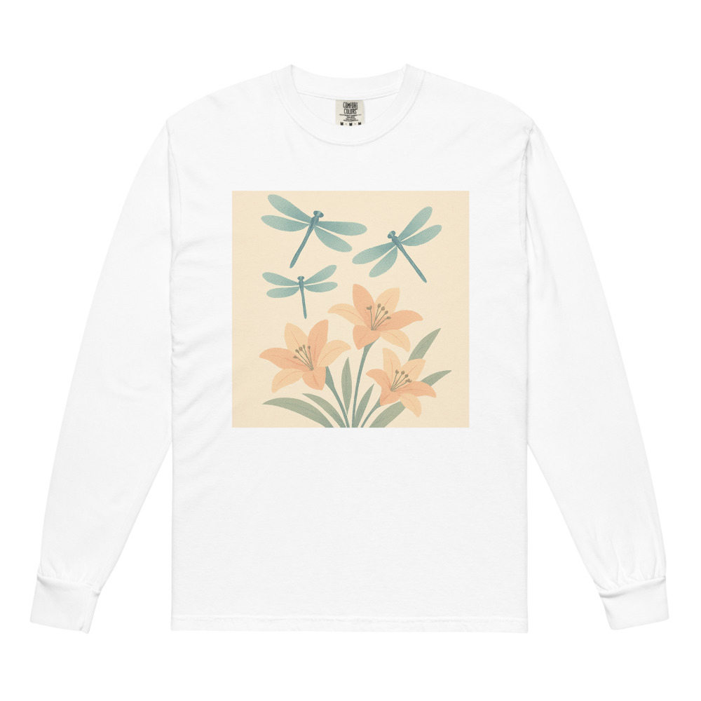 Dragonflies Over Peach Lilies view 2