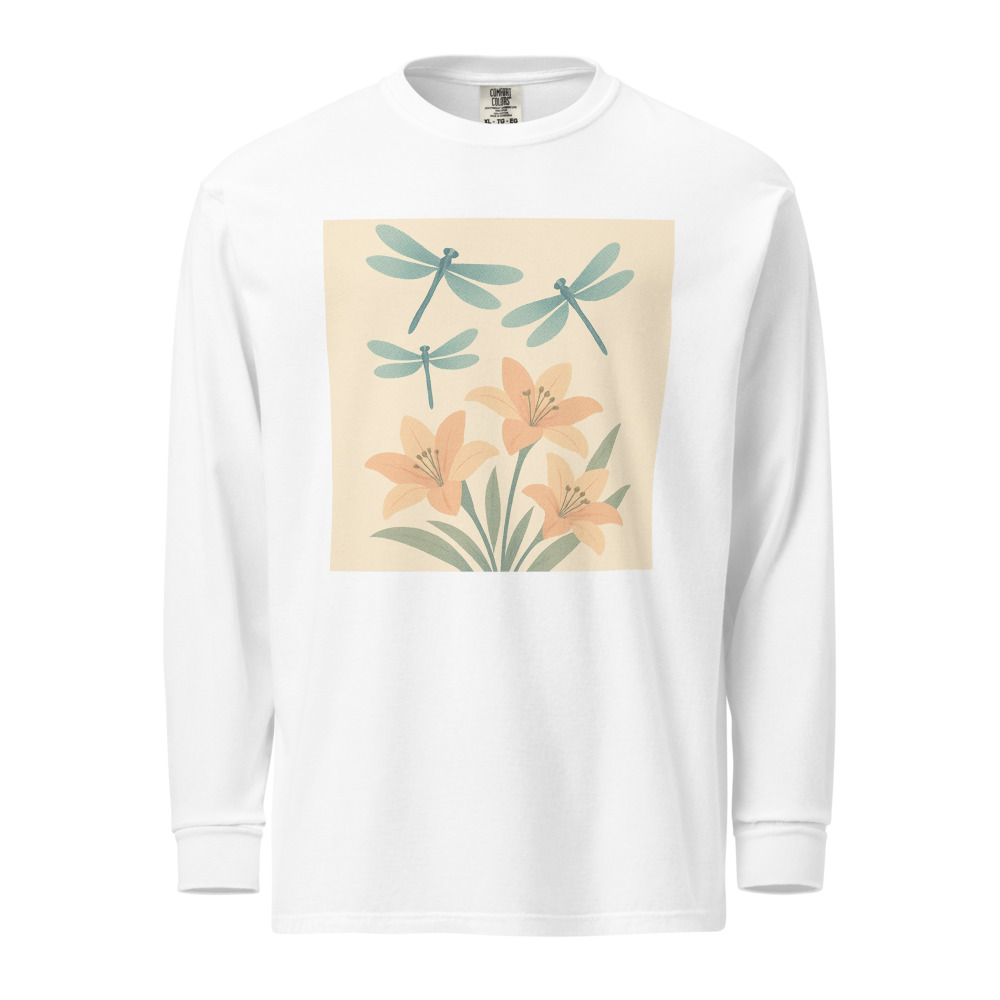 Dragonflies Over Peach Lilies