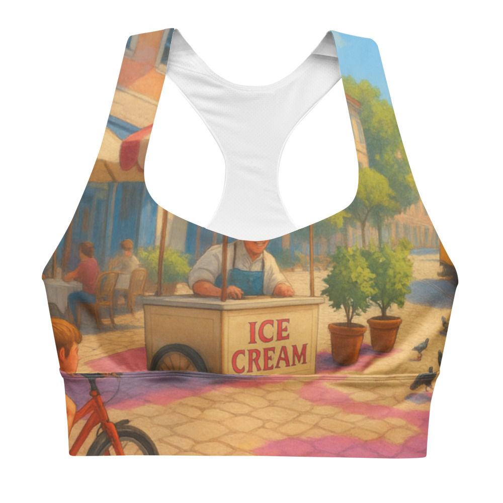 Magenta Shadows on Cobblestone Plaza