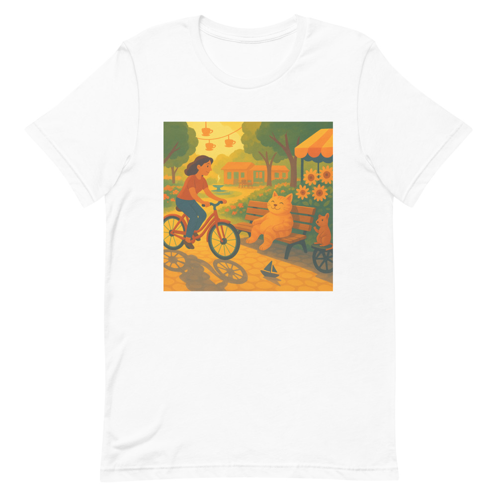 Sunlit Bike Ride with Flower Basket view 2