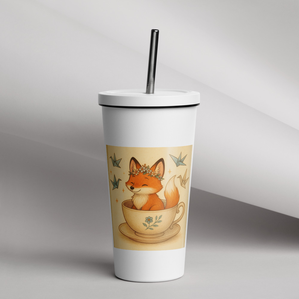 Teacup Fox with Flower Crown view 2