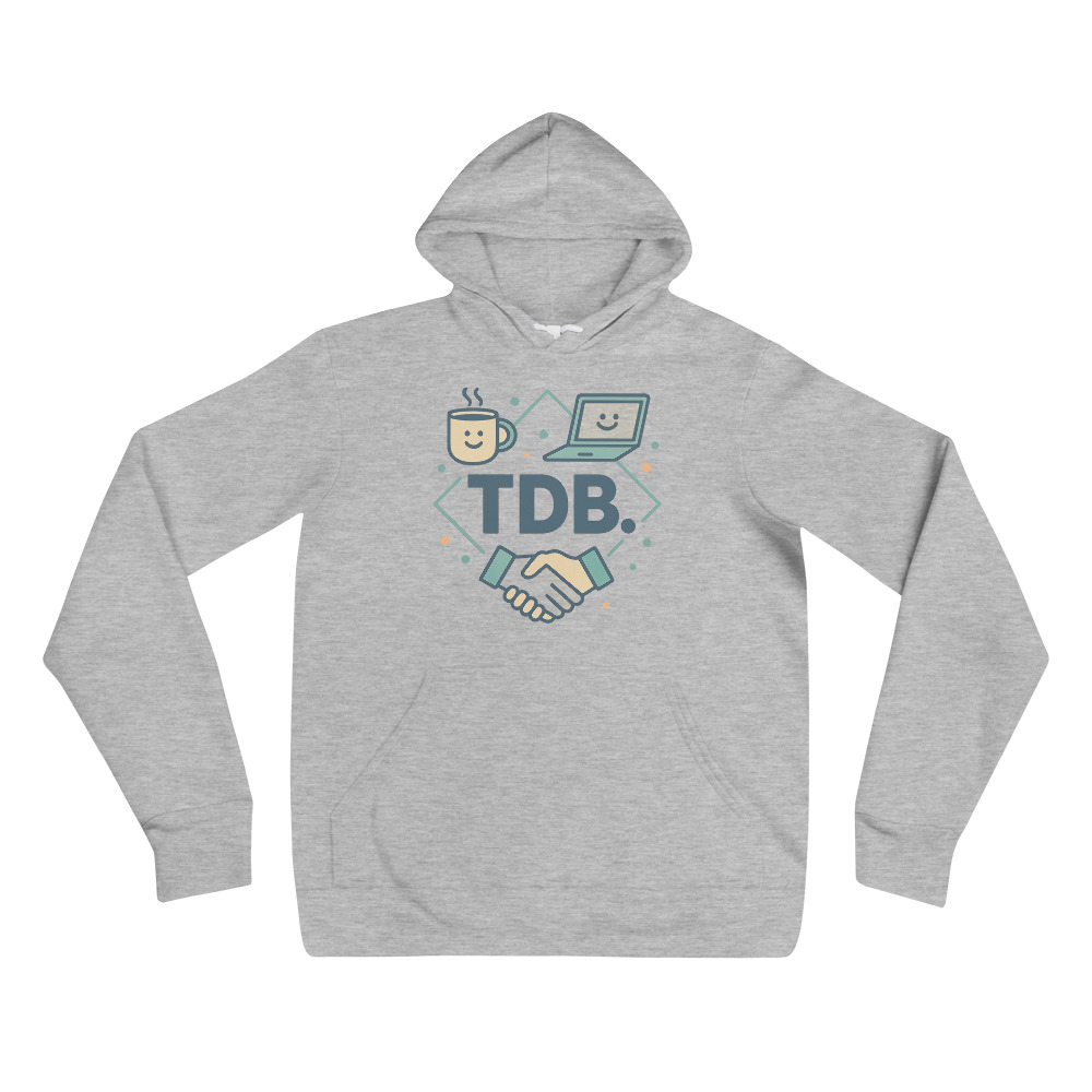 TDB. Coffee, Code & Collaboration Hoodie view 3