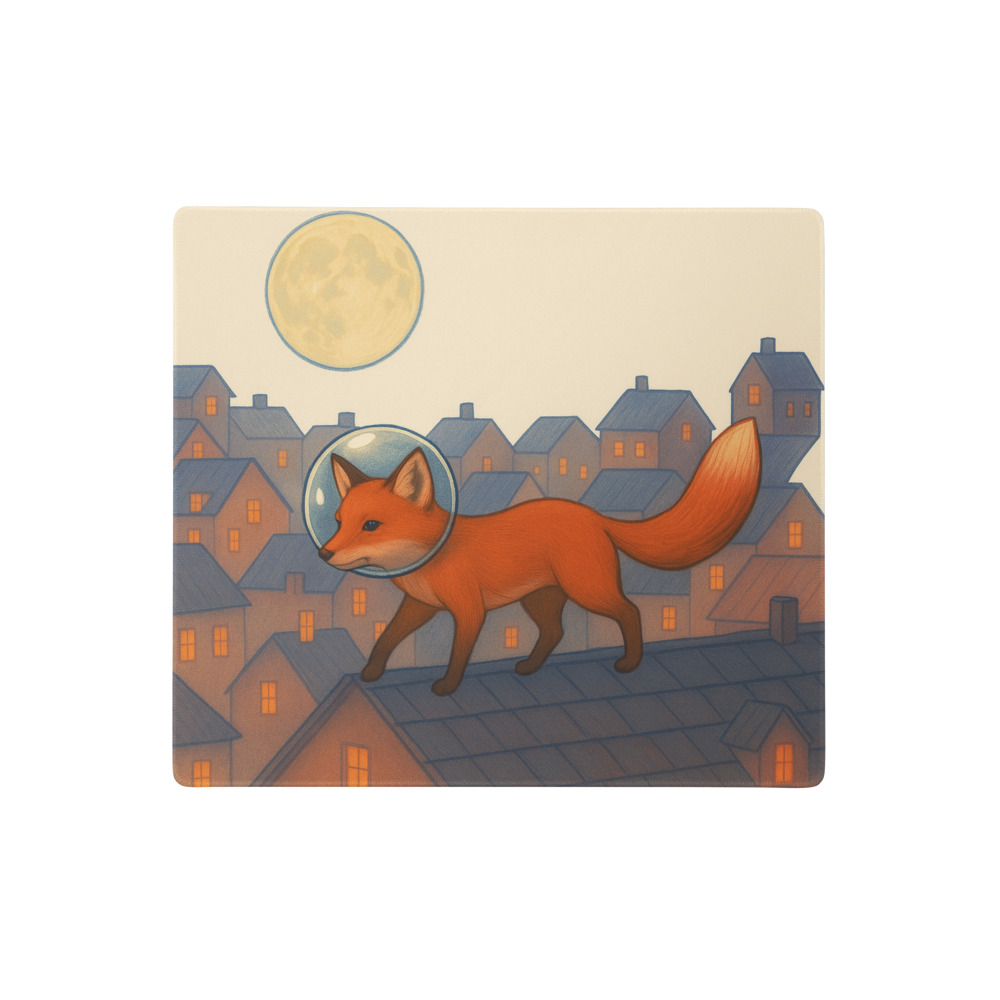 Rooftop Fox with Moonlit Helmet