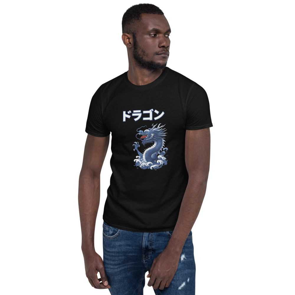 Blue Dragon Roaring Japanese Text Hoodie Art